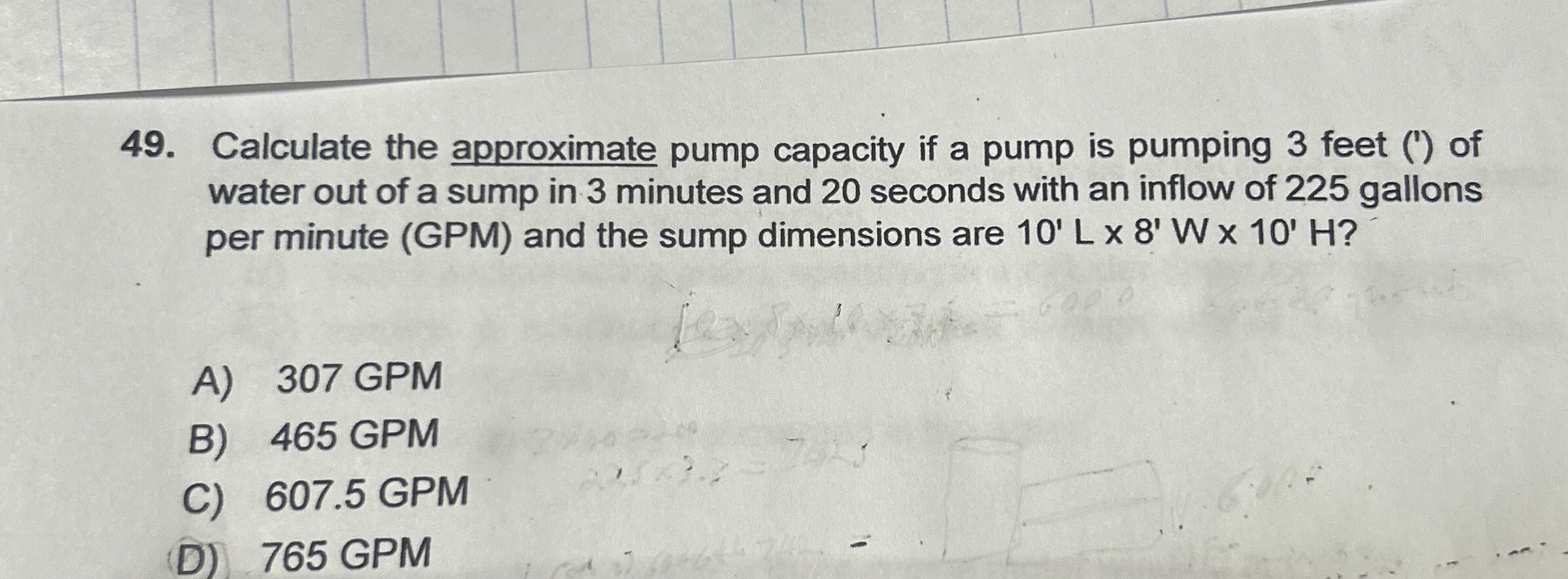 Calculate the approximate pump capacity if a pump