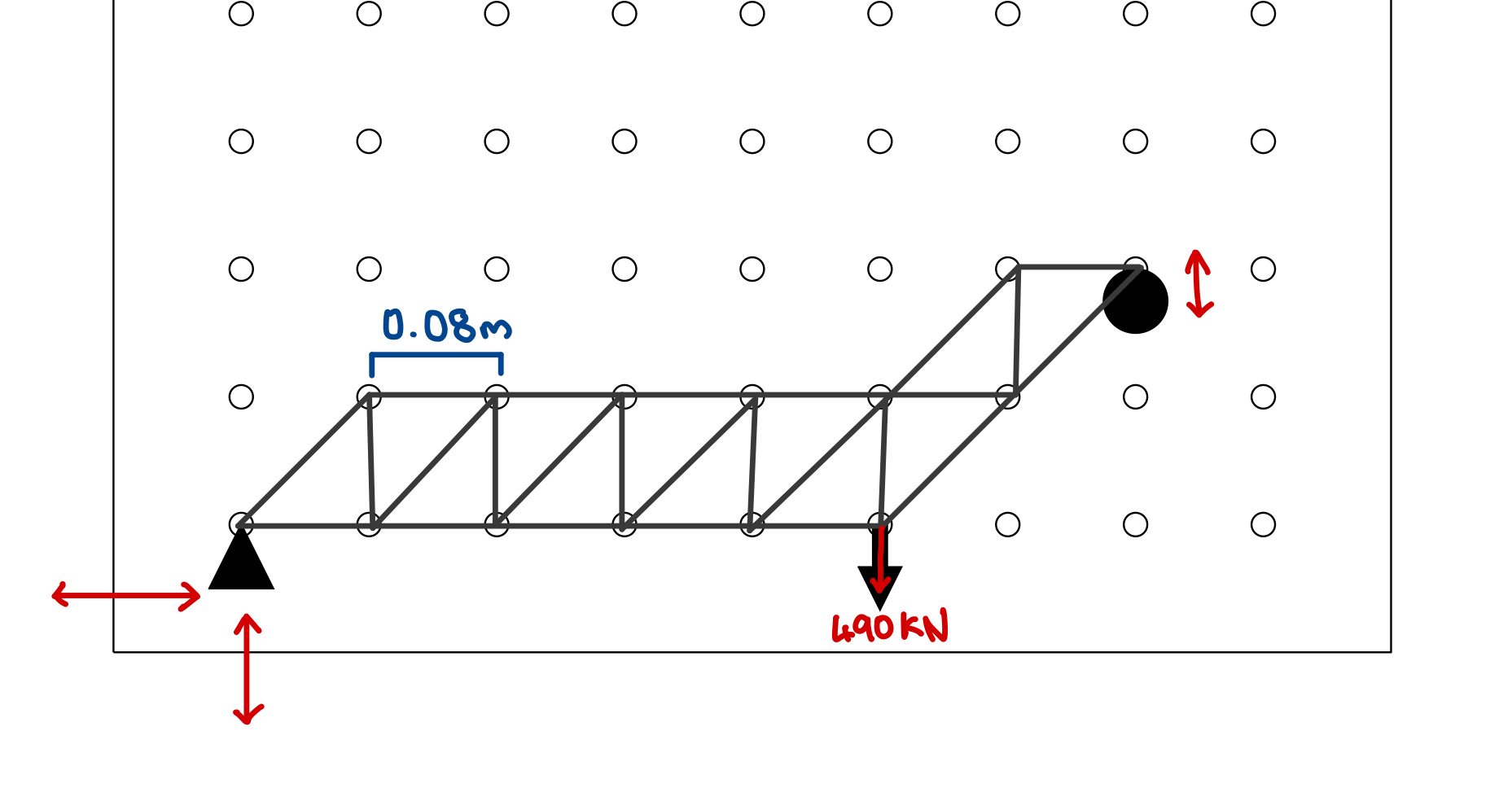 Find the zero force members of this 2 D truss.