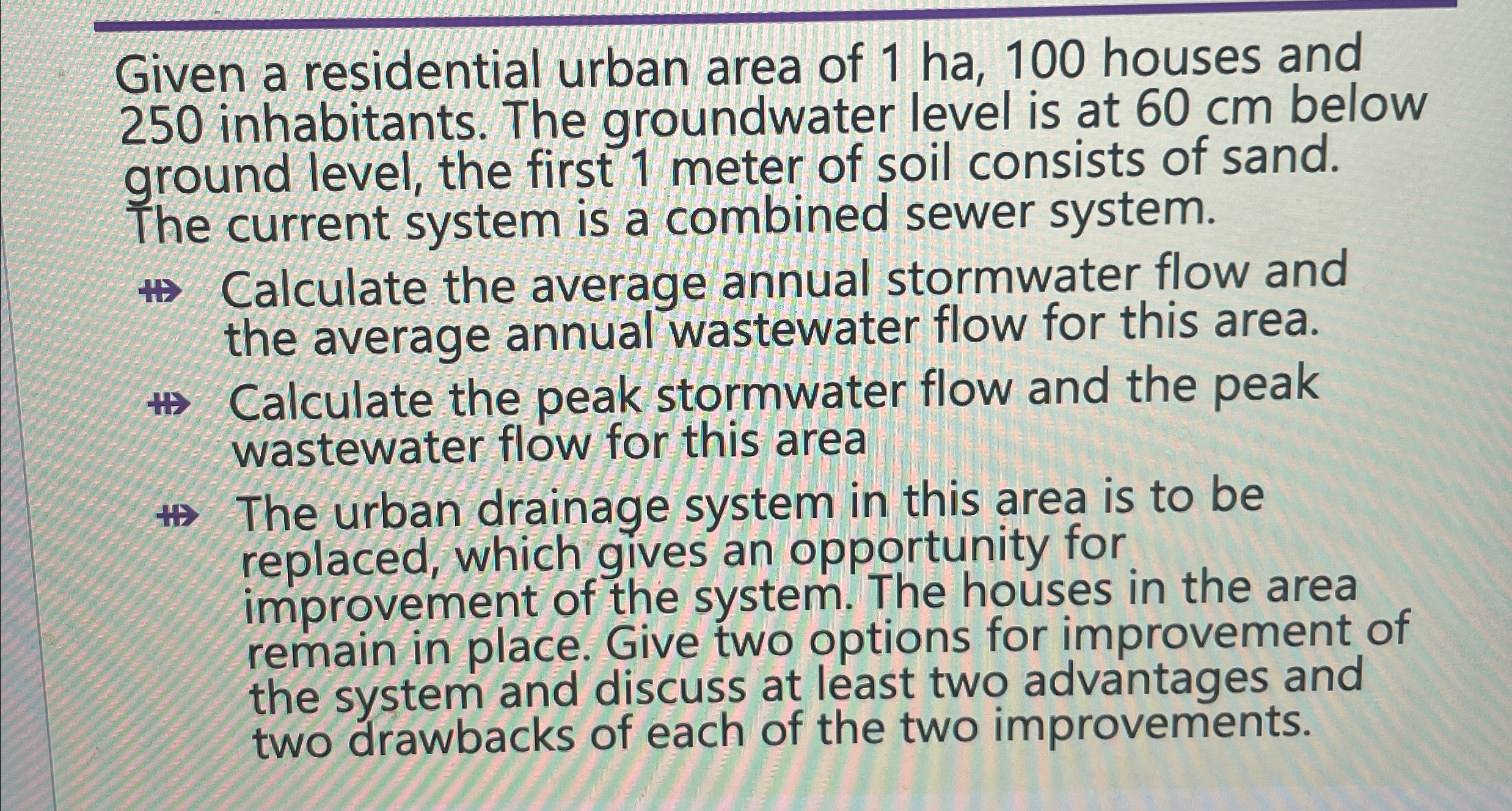 Given a residential urban area of 1 h a , 1 0 0