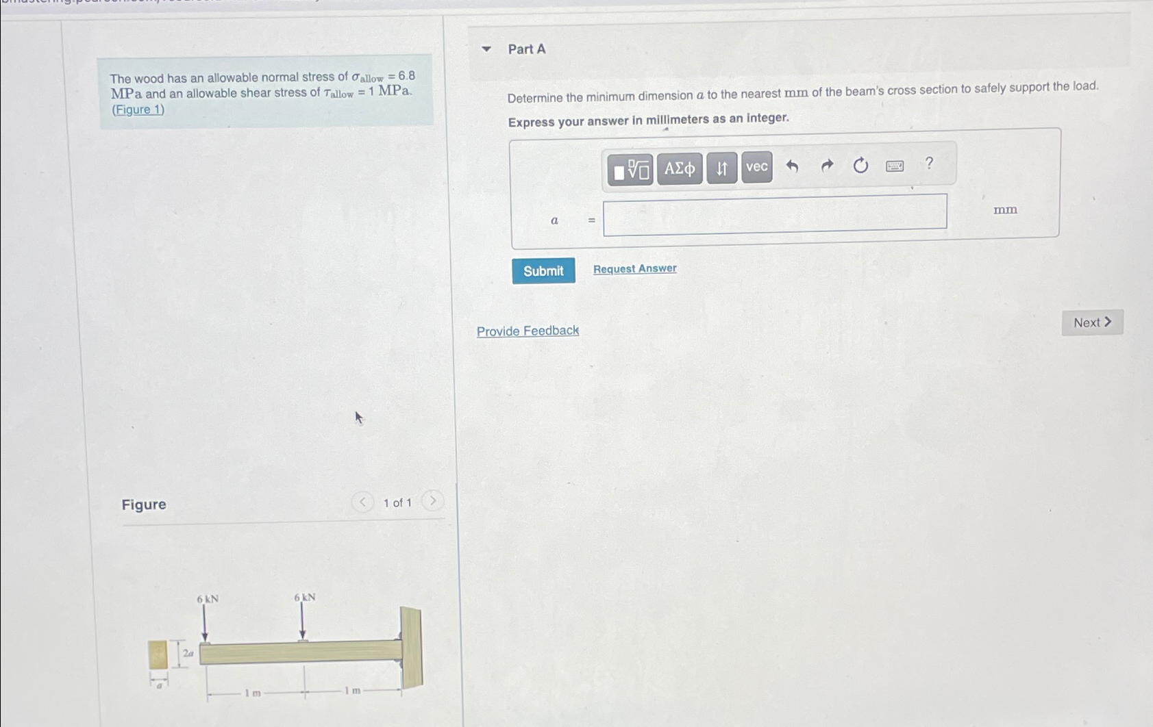 The wood has an allowable normal stress of a l l