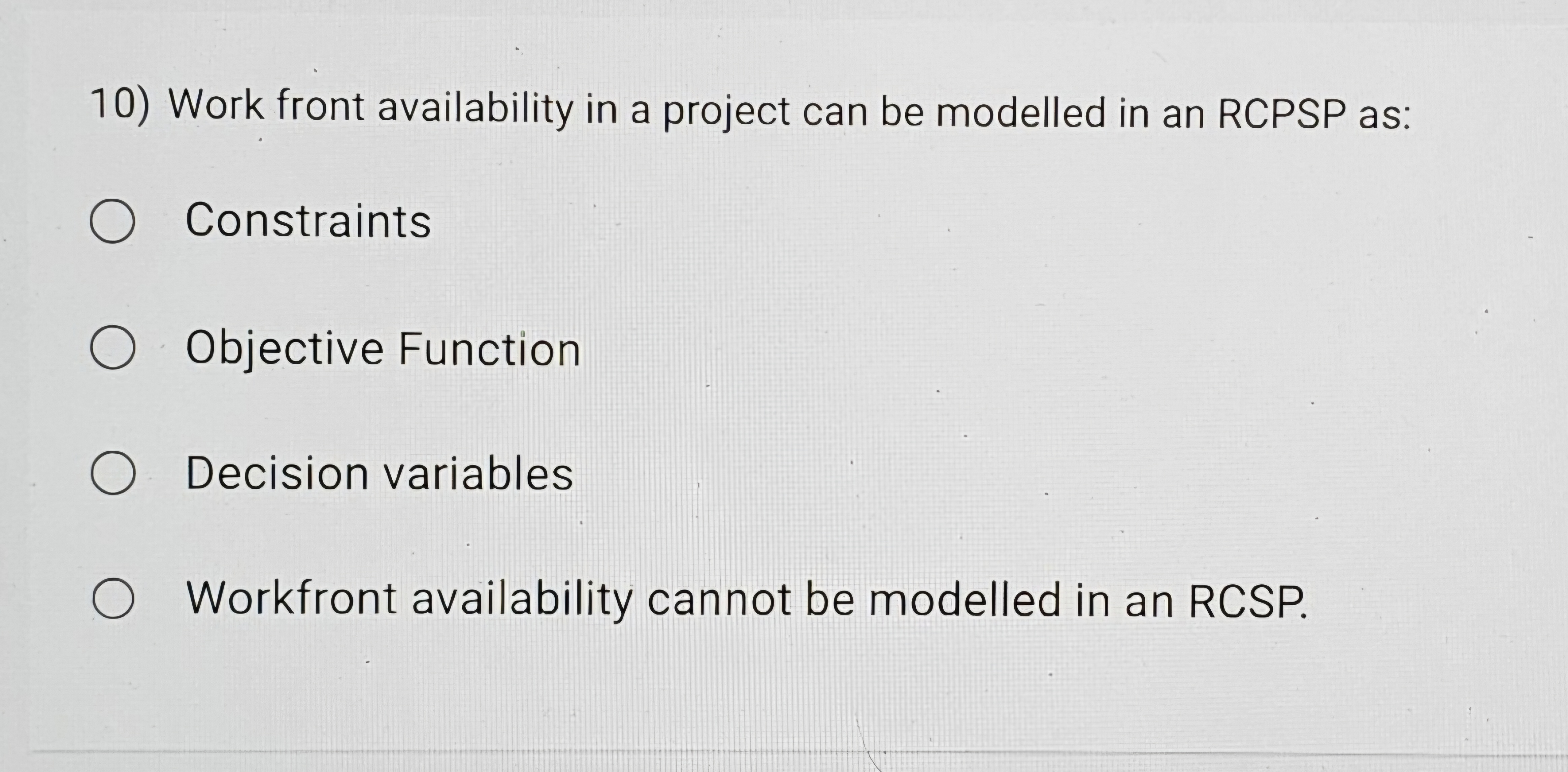 Work front availability in a project can be