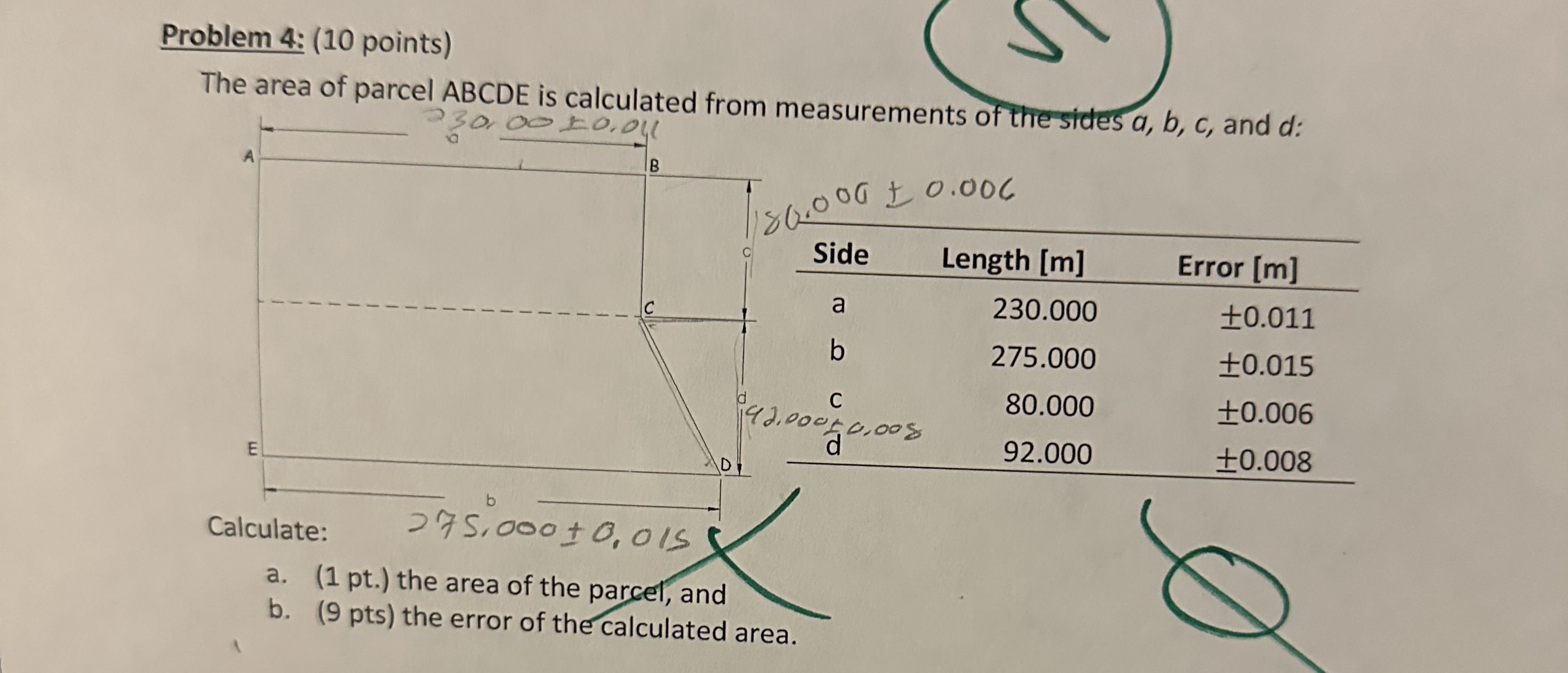 Problem 4 : ( 1 0 points ) The area of parcel