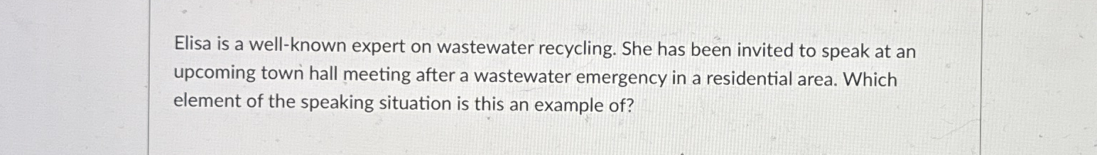 Elisa is a well - known expert on wastewater