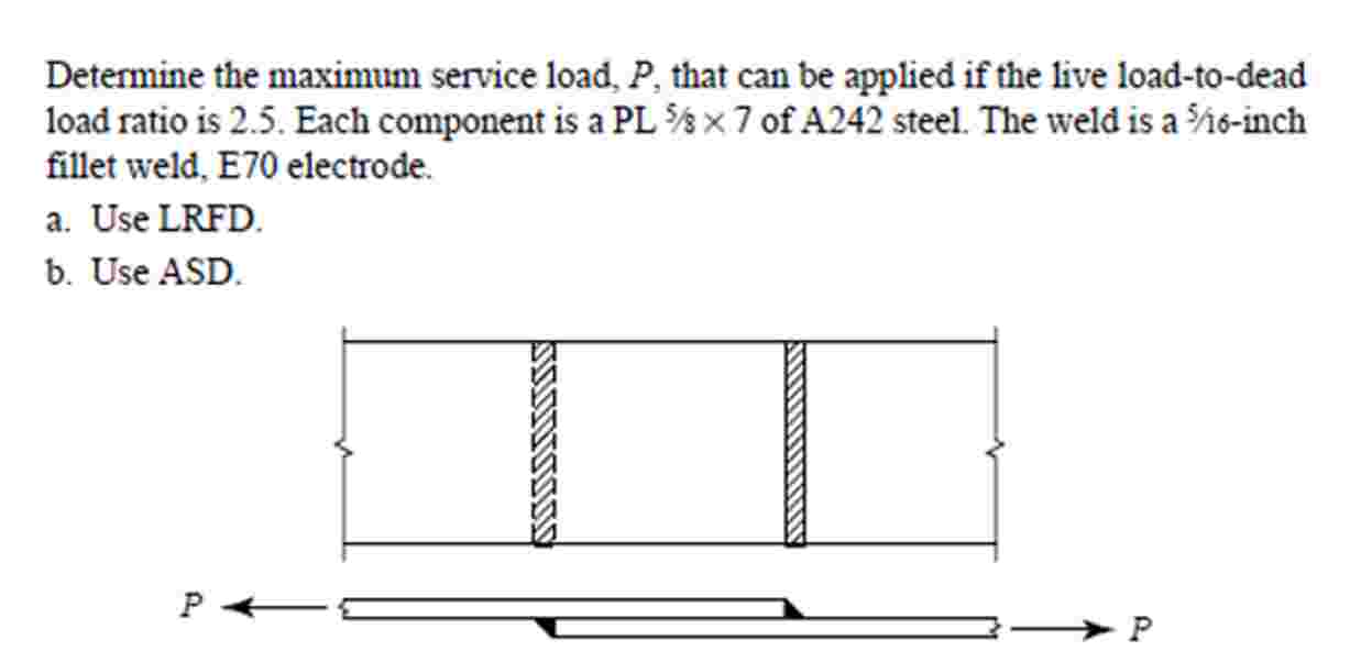 Determine the maximum service load, \ ( P \ ) ,