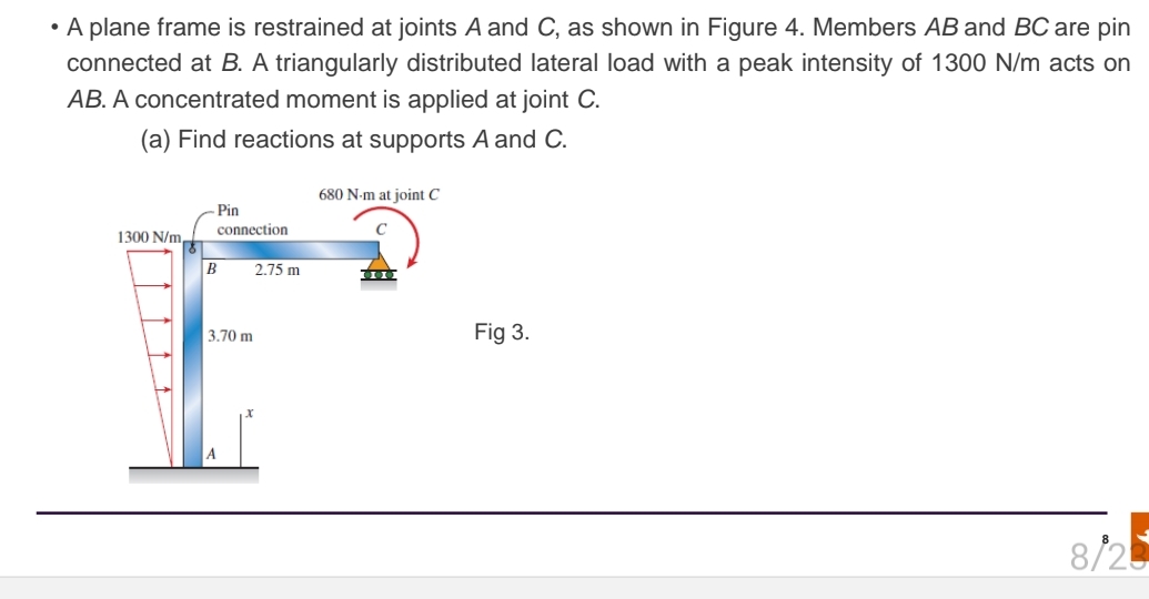 A plane frame is restrained at joints A and C ,