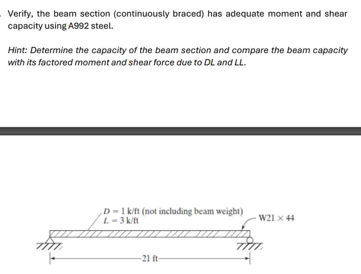 Verify, the beam section ( continuously braced )