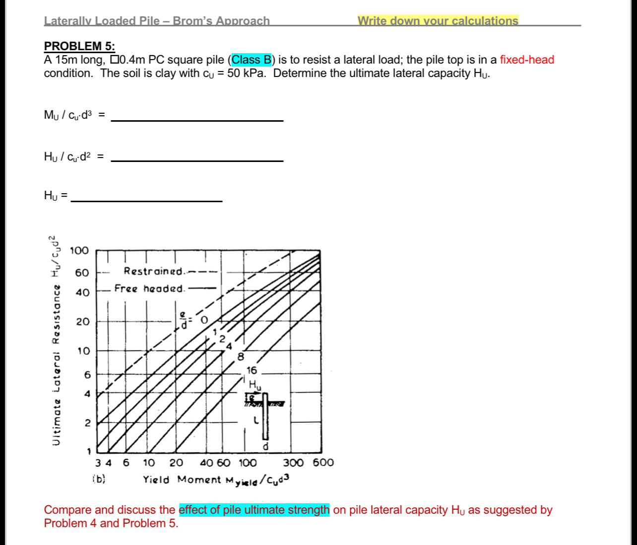 Laterally Loaded Pile - Brom's Approach Write