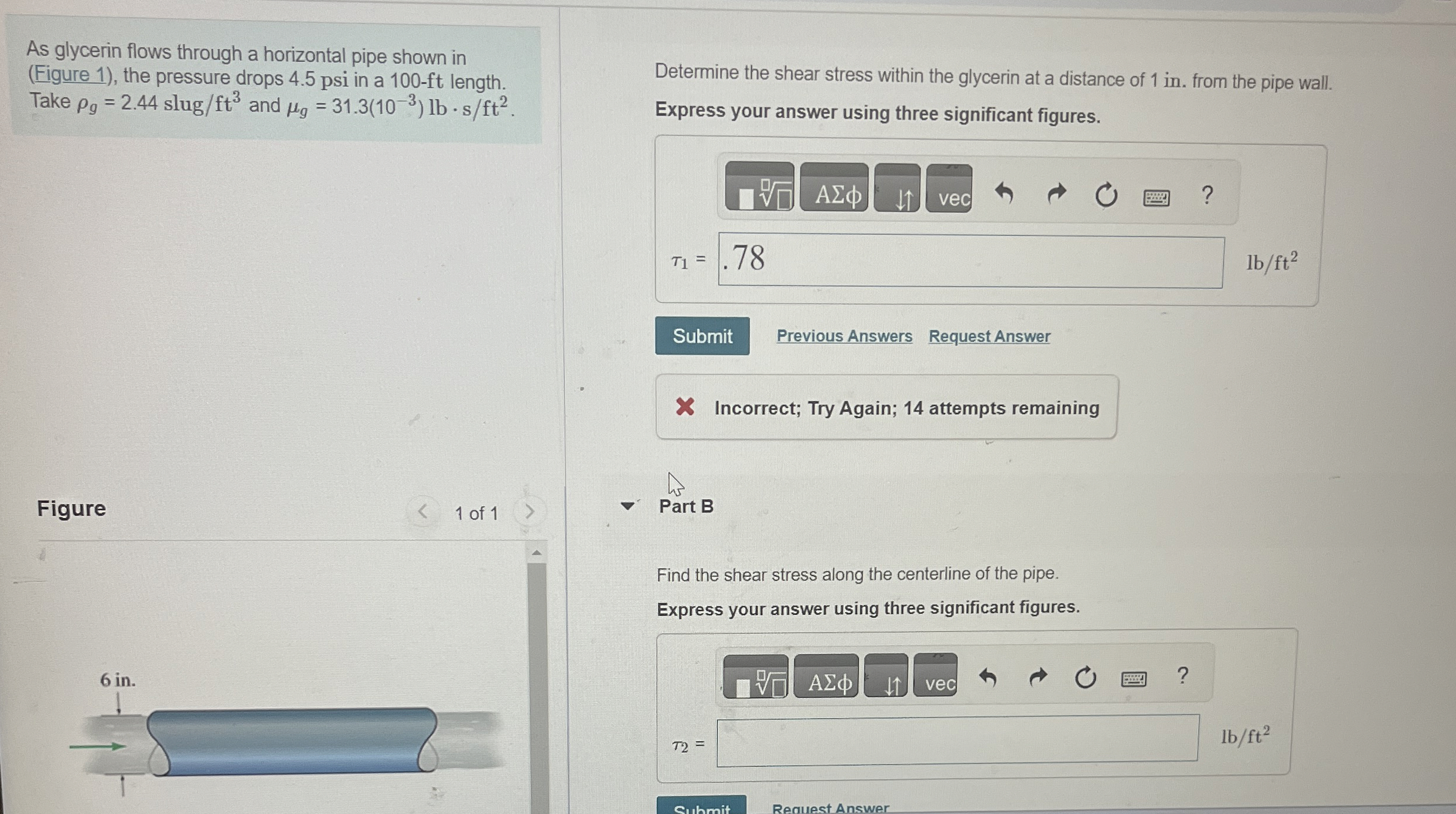 As glycerin flows through a horizontal pipe shown