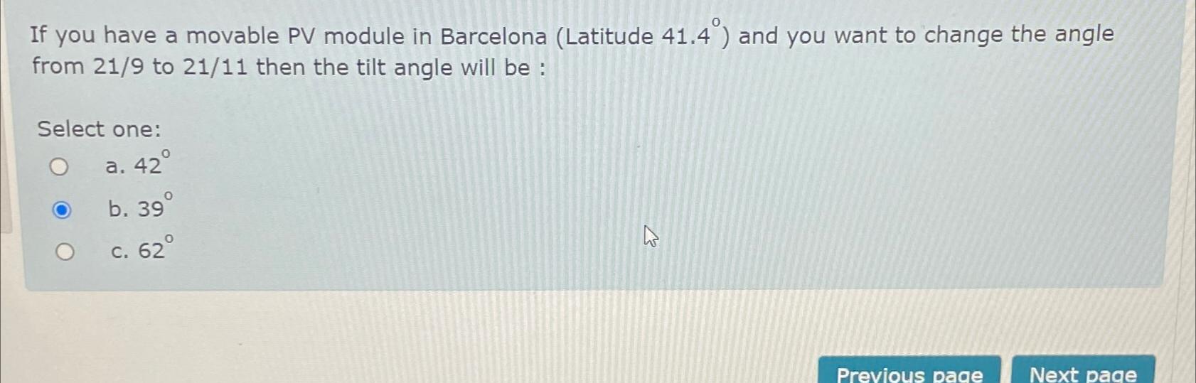 If you have a movable PV module in Barcelona (