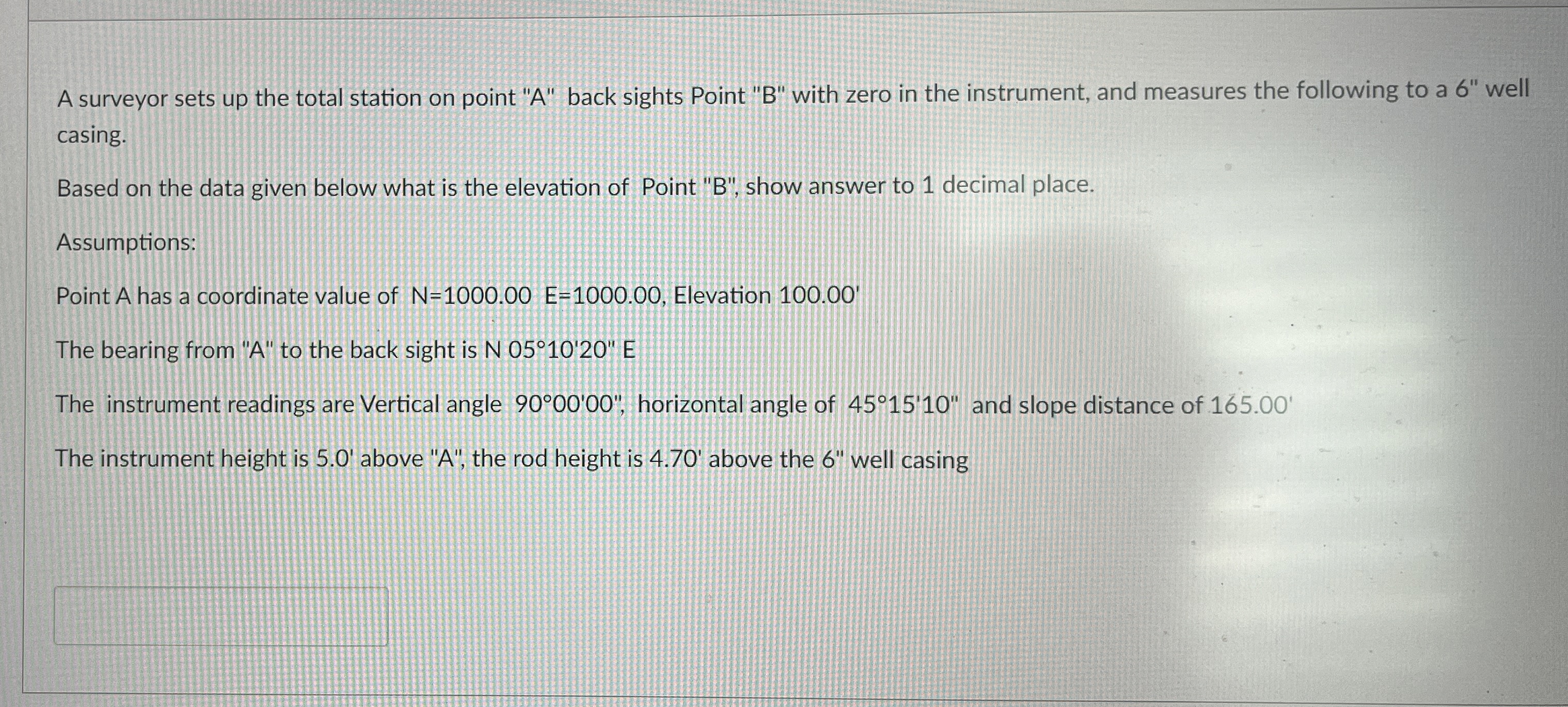 A surveyor sets up the total station on point " A
