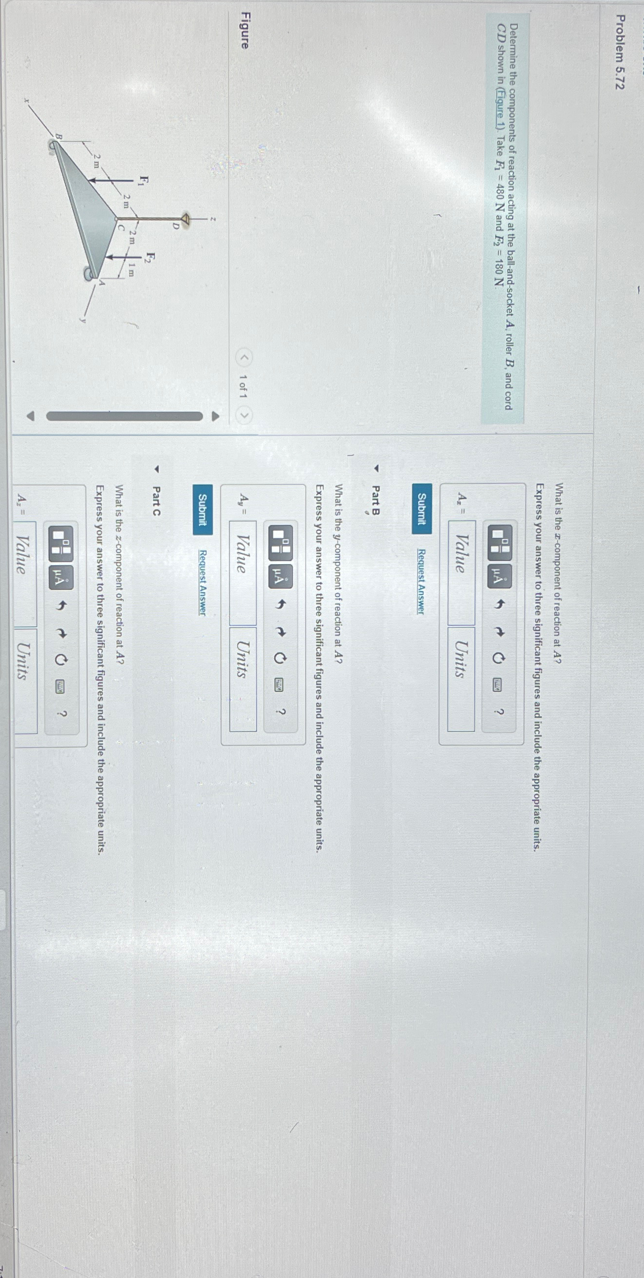 Problem 5 . 7 2 Determine the components of