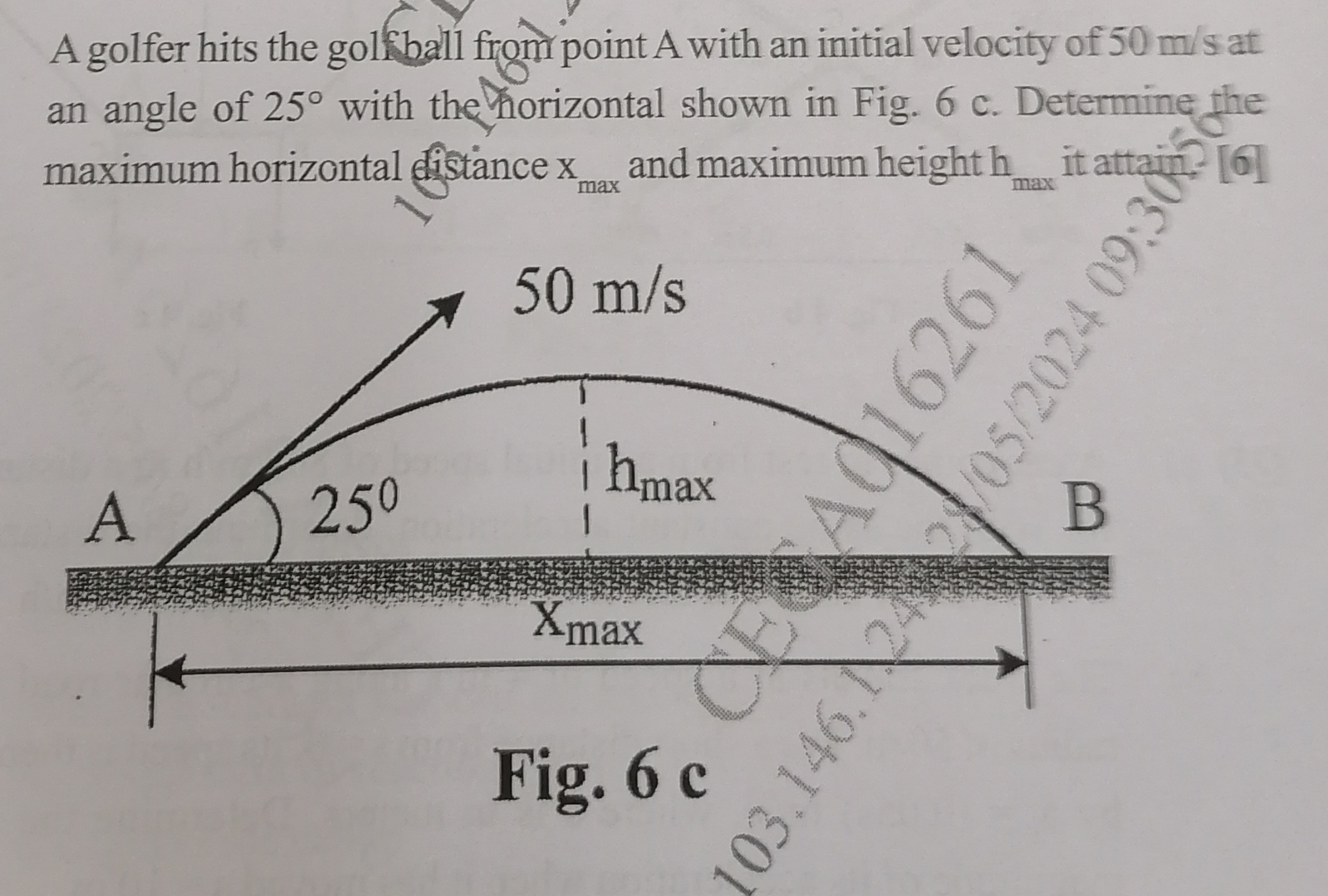 A golfer hits the gol fall from point A with an