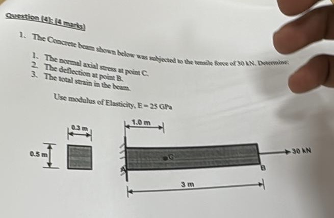 Question ( a ) is marib ) 1 . The Concrete beam