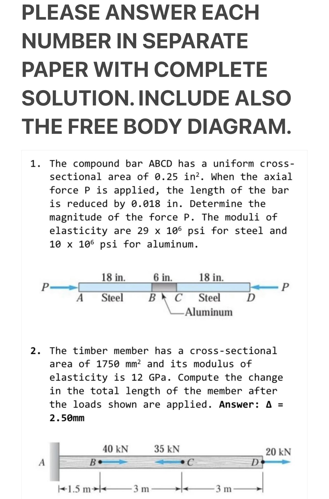 PLEASE ANSWER EACH NUMBER IN SEPARATE PAPER WITH