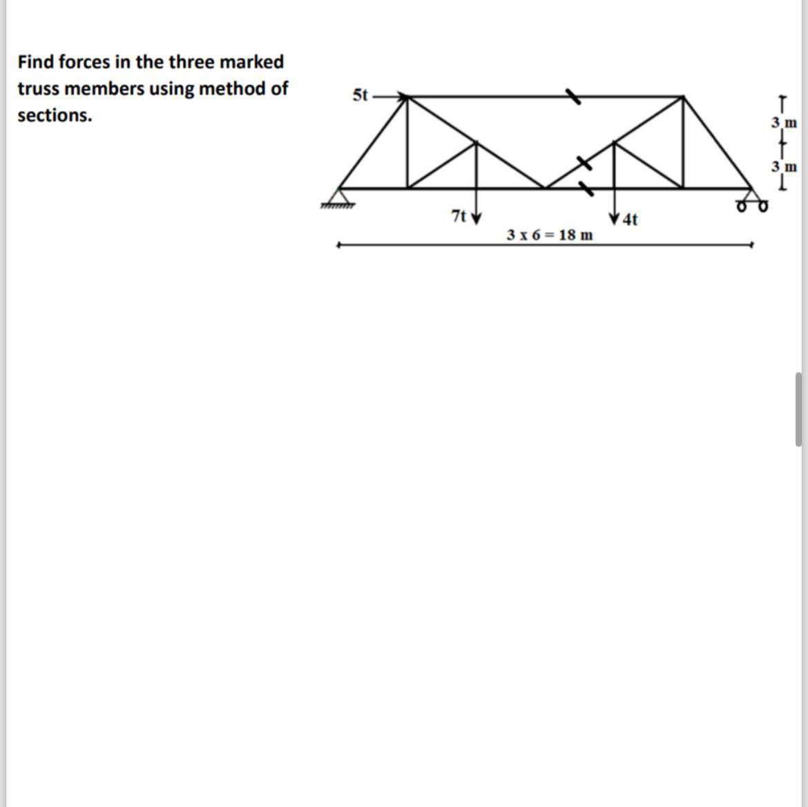 Find forces in the three marked truss members