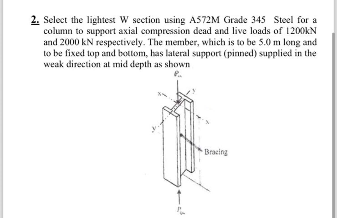Select the lightest W section using A 5 7 2 M