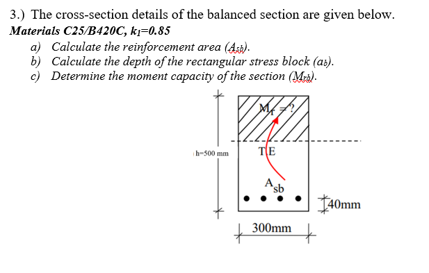 3 . ) The cross - section details of the balanced