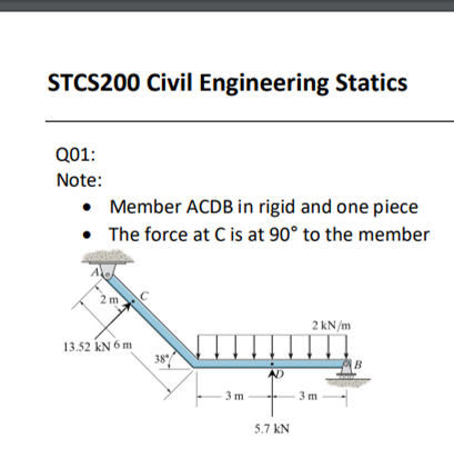 Q 0 1 : Note: - Member ACDB in rigid and one