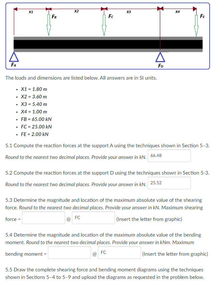 The loads and dimensions are listed below. All