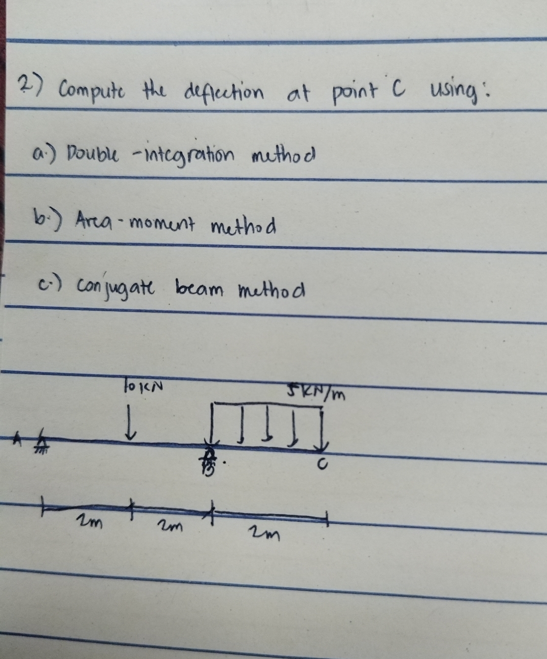 Compute the deflection at point C using doubme