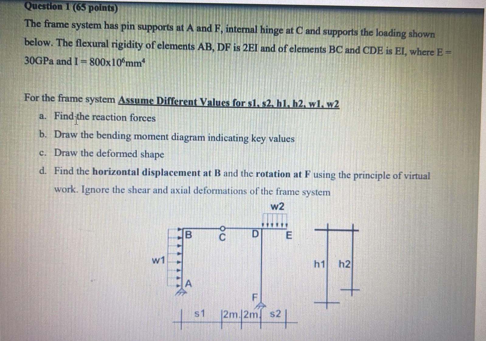 Question 1 ( 6 5 points ) The frame system has