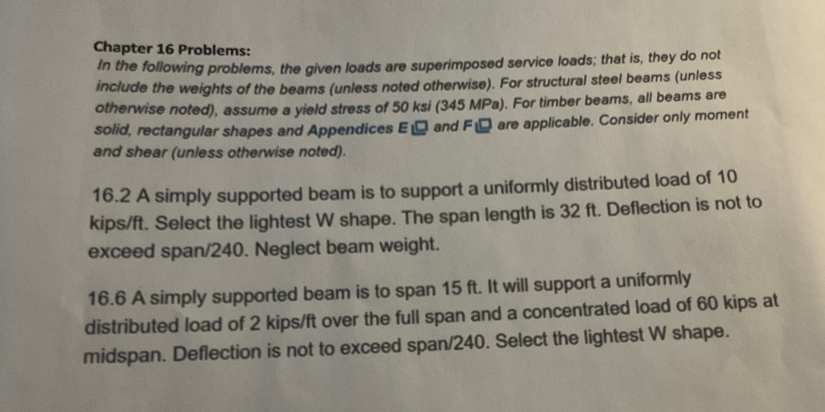 Chapter 1 6 Problems: In the following problems,