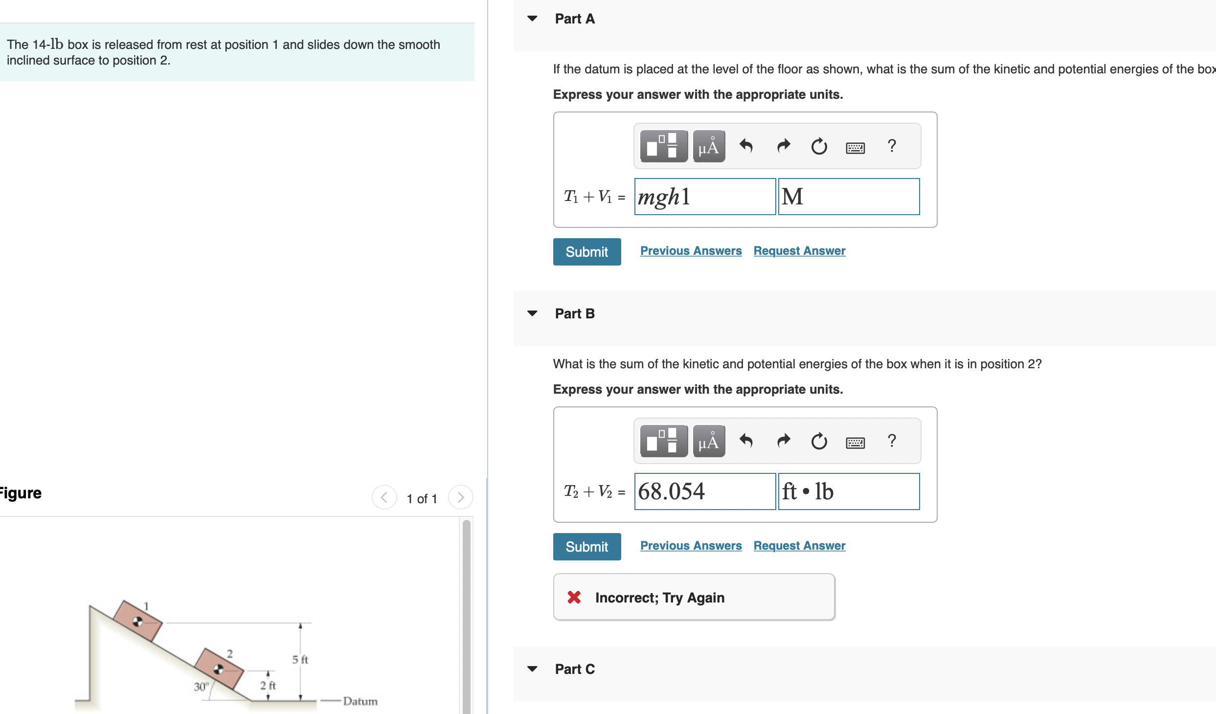 Part A The 1 4 - lb box is released from rest at