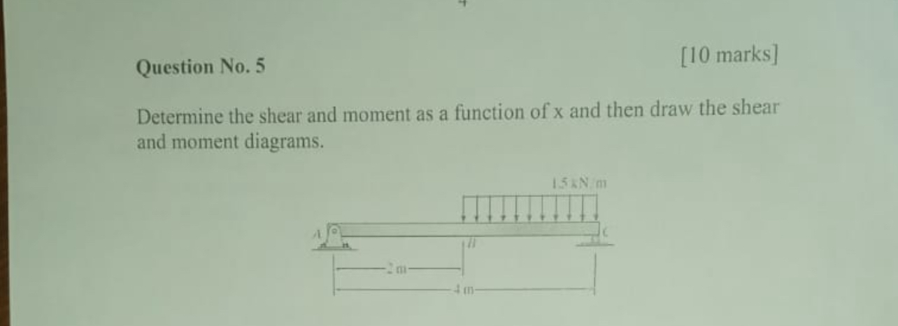 Question No . 5 [ 1 0 marks ] Determine the shear