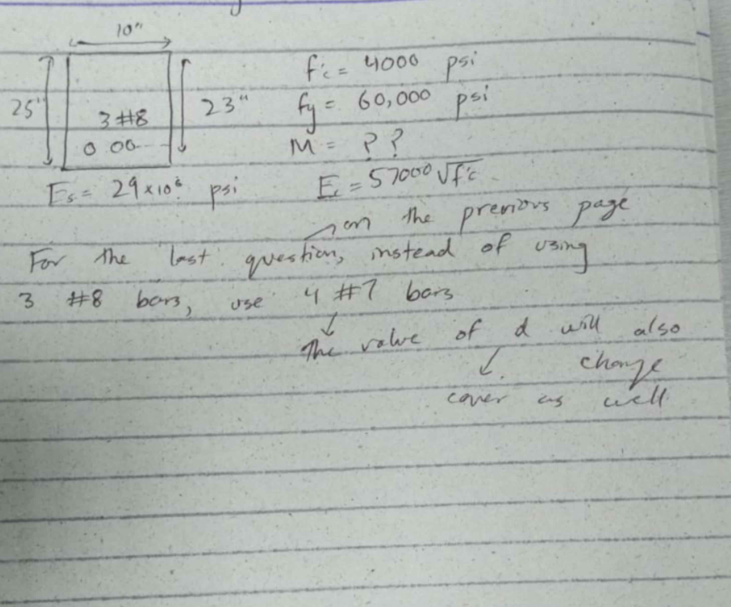 E s = 2 9 1 0 6 f c = 4 0 0 0 p p 5 f y = 6 0 , 0