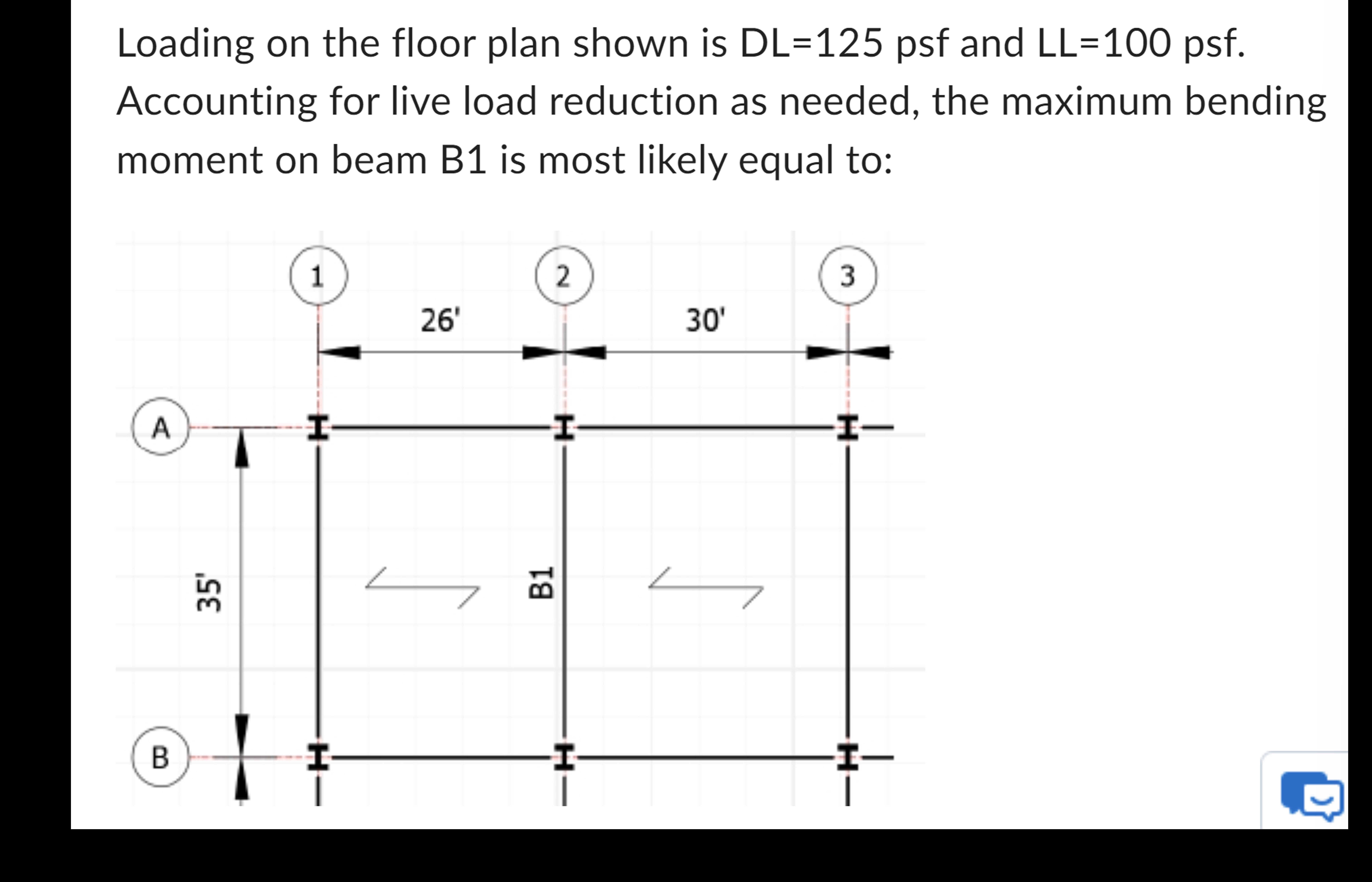 Loading on the floor plan shown is DL = 1 2 5 psf