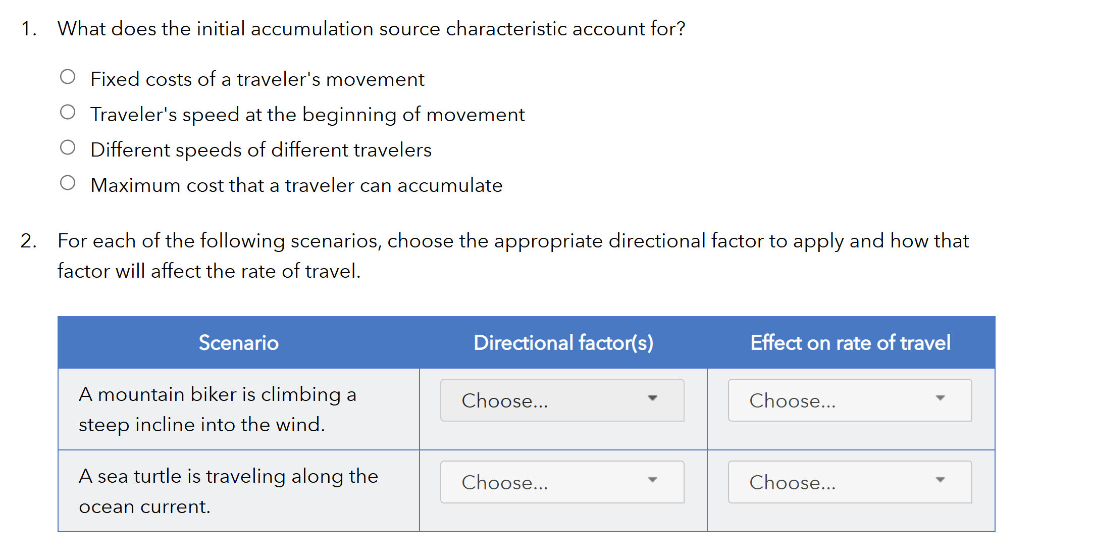 factor will affect the rate of travel.