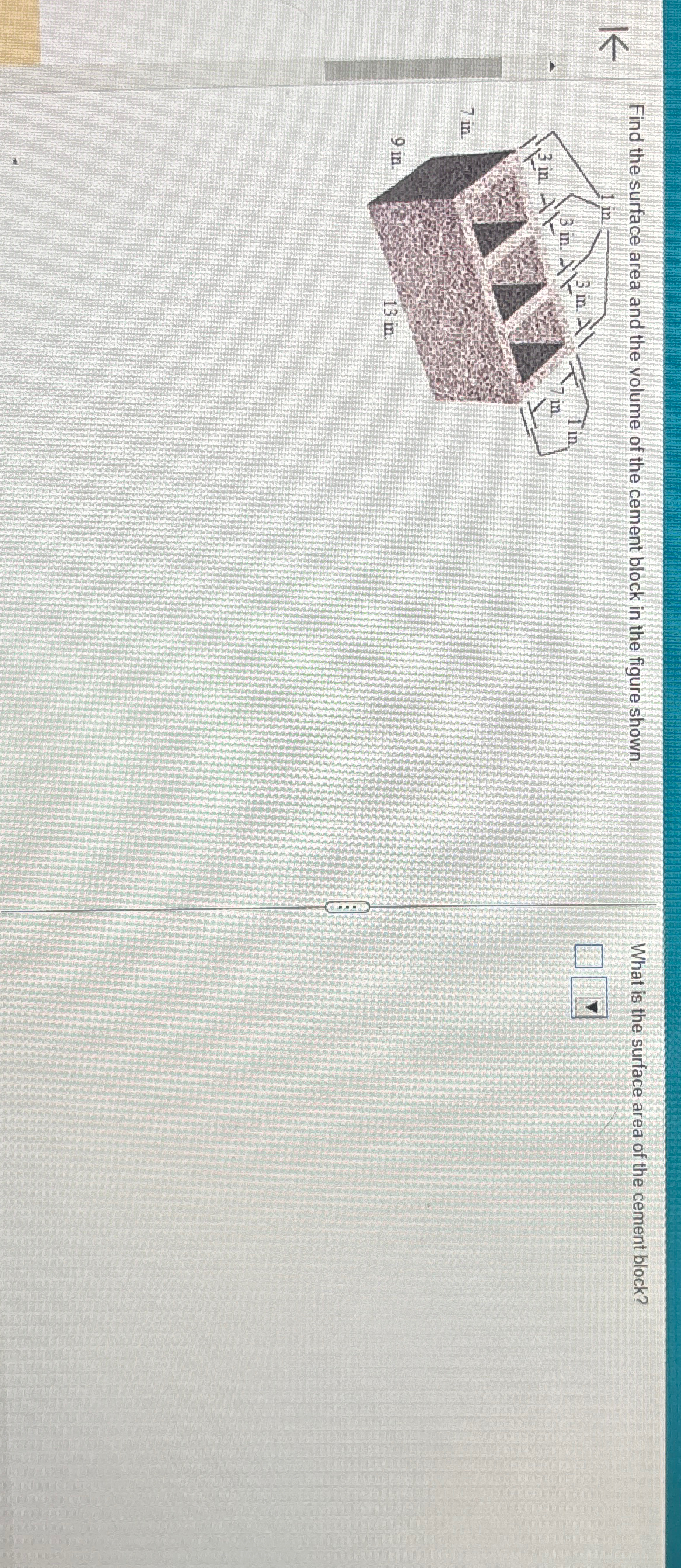 Find the surface area and the volume of the
