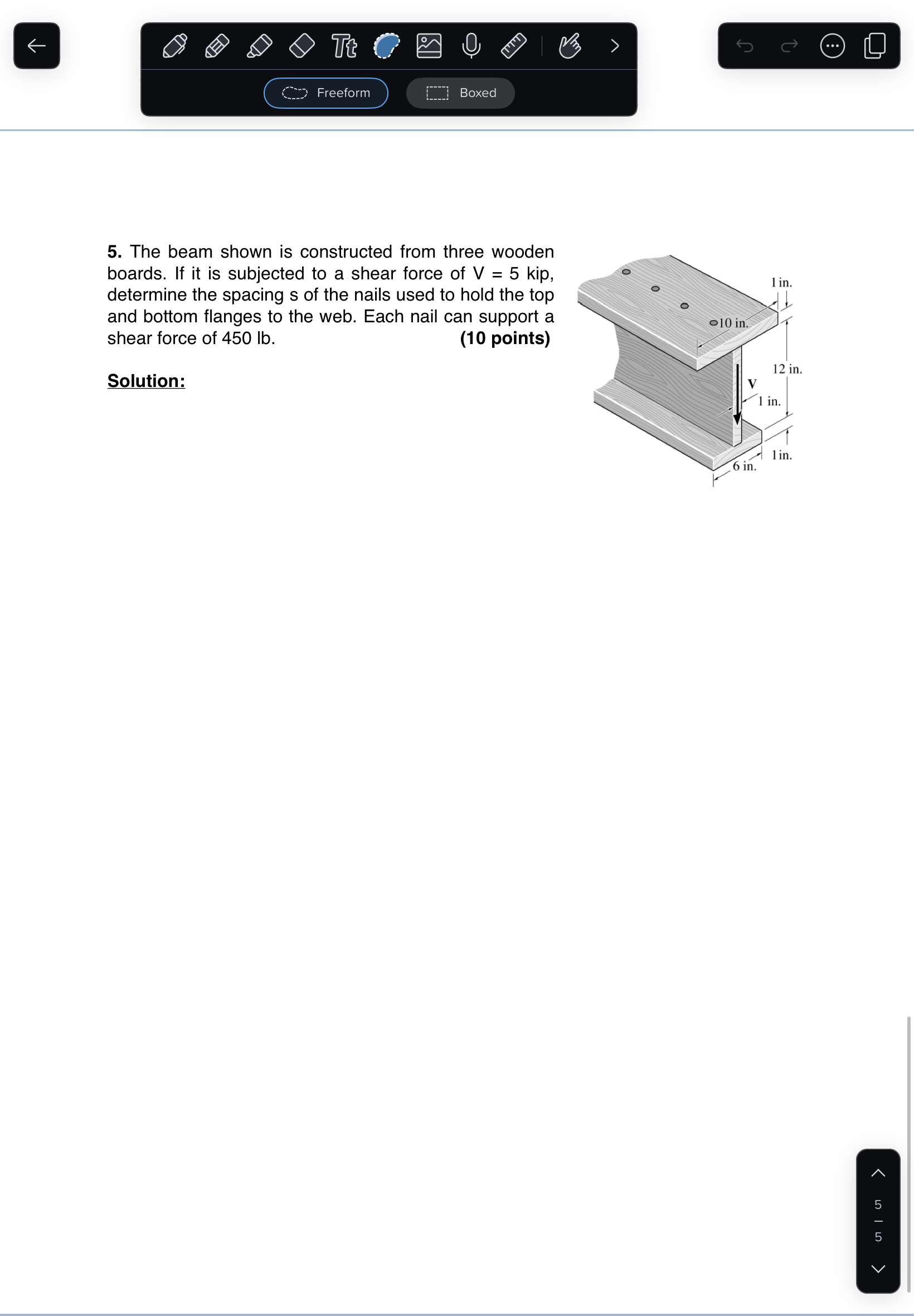 5 . The beam shown is constructed from three