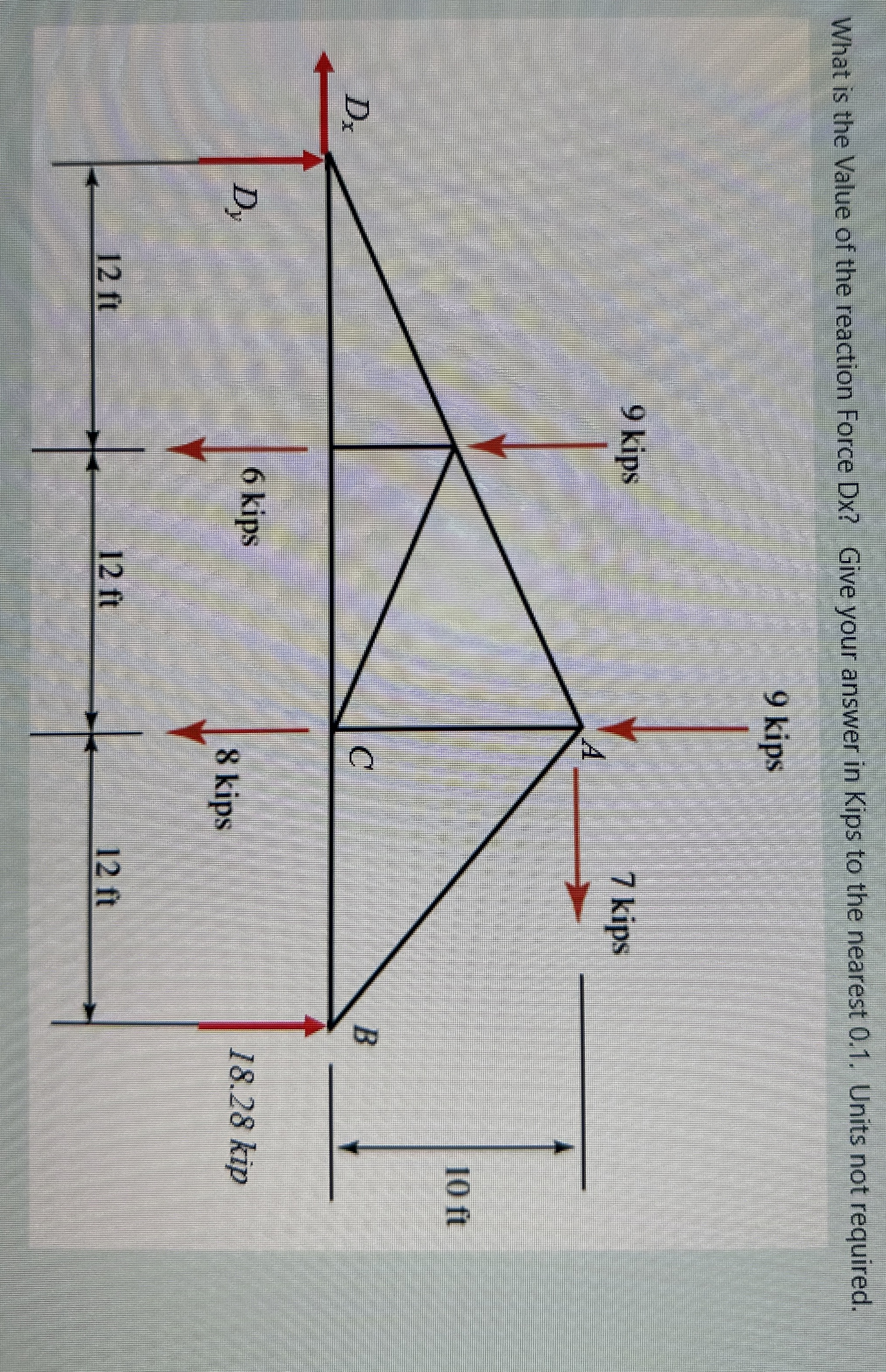 What is the value of the reaction force DX give