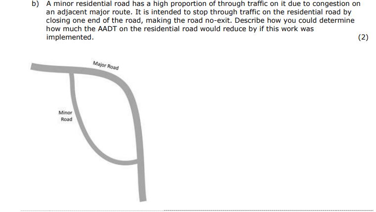 b ) A minor residential road has a high