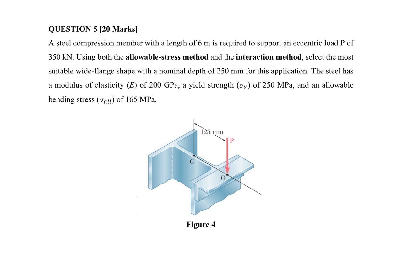 QUESTION 5 [ 2 0 Marks ] A steel compression