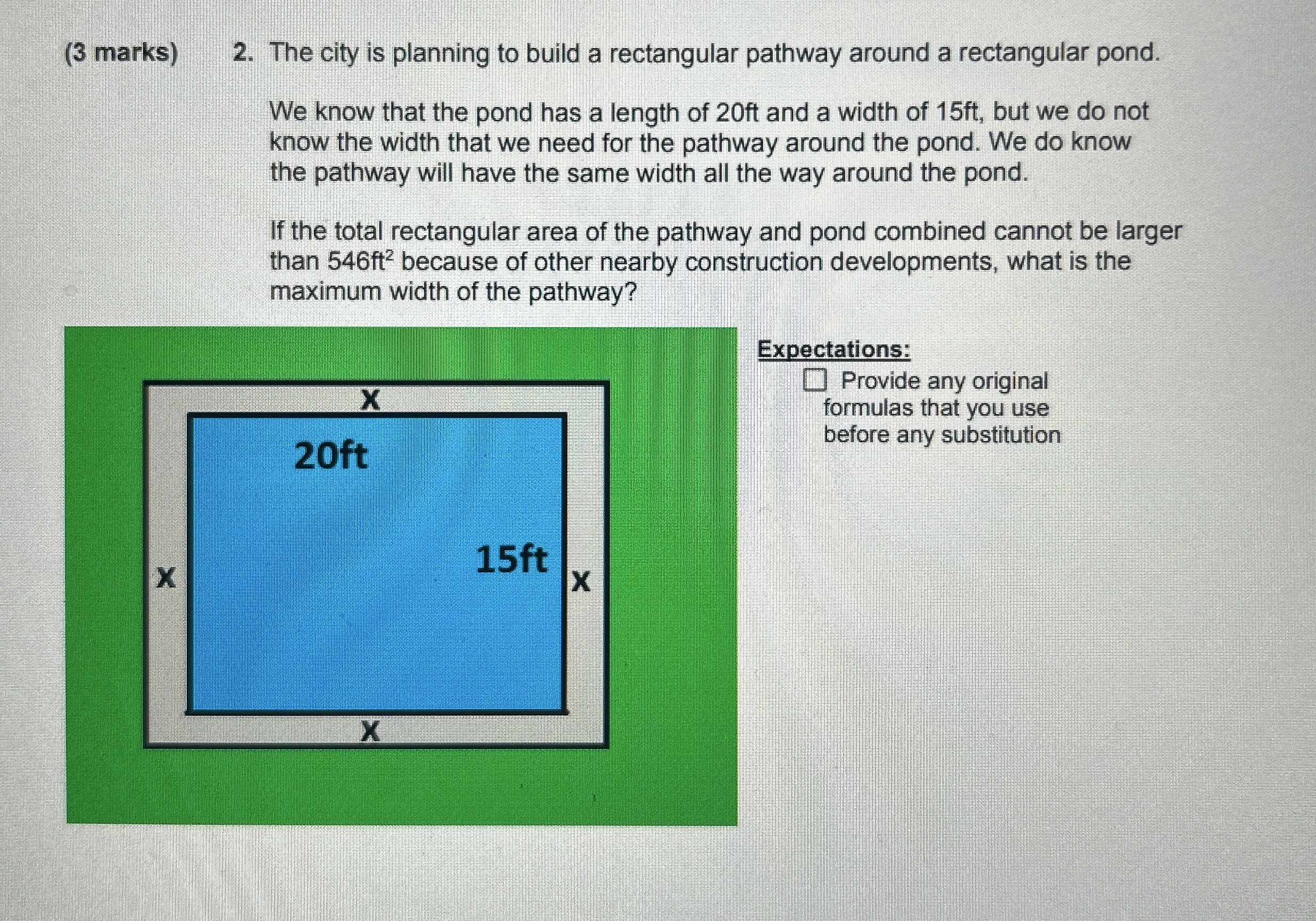 ( 3 marks ) 2 . The city is planning to build a