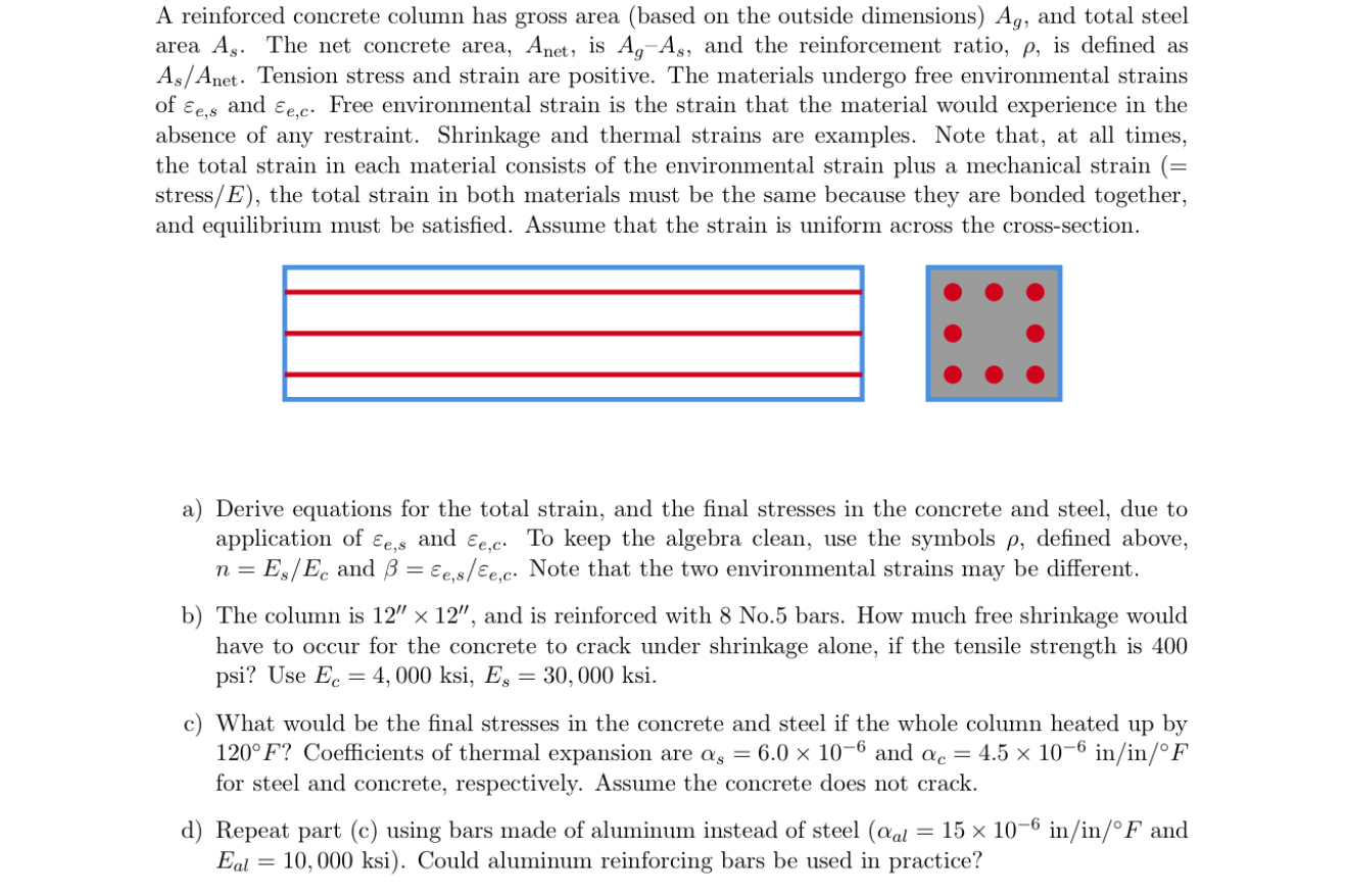A reinforced concrete column has gross area (