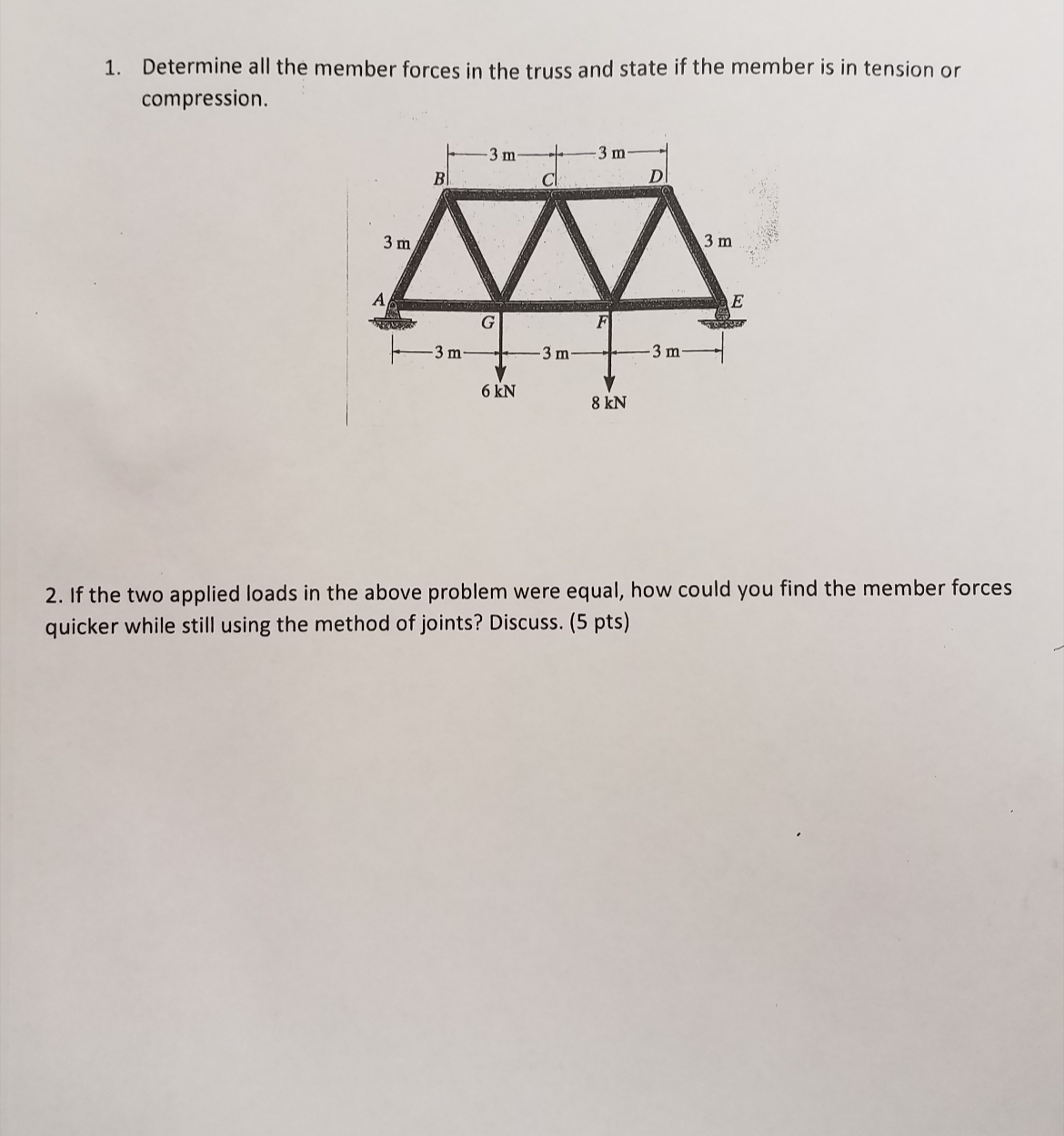 Determine all the member forces in the truss and