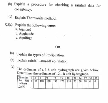 ( b ) Explain a procedure for checking a rainfall