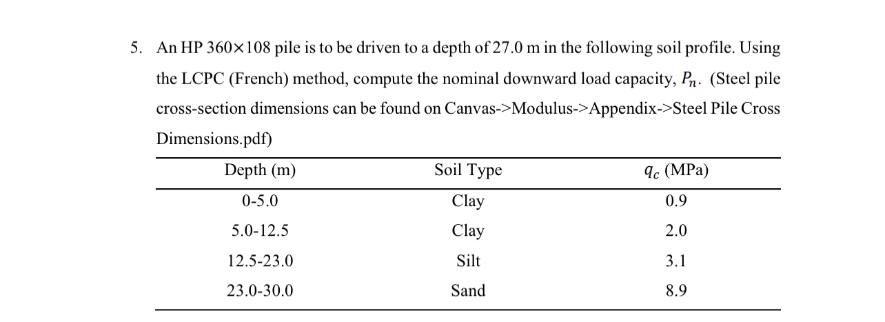 An HP 3 6 0 1 0 8 pile is to be driven to a depth