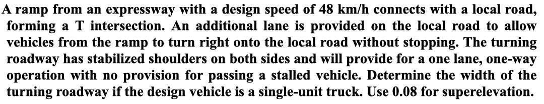 A ramp from an expressway with a design speed of