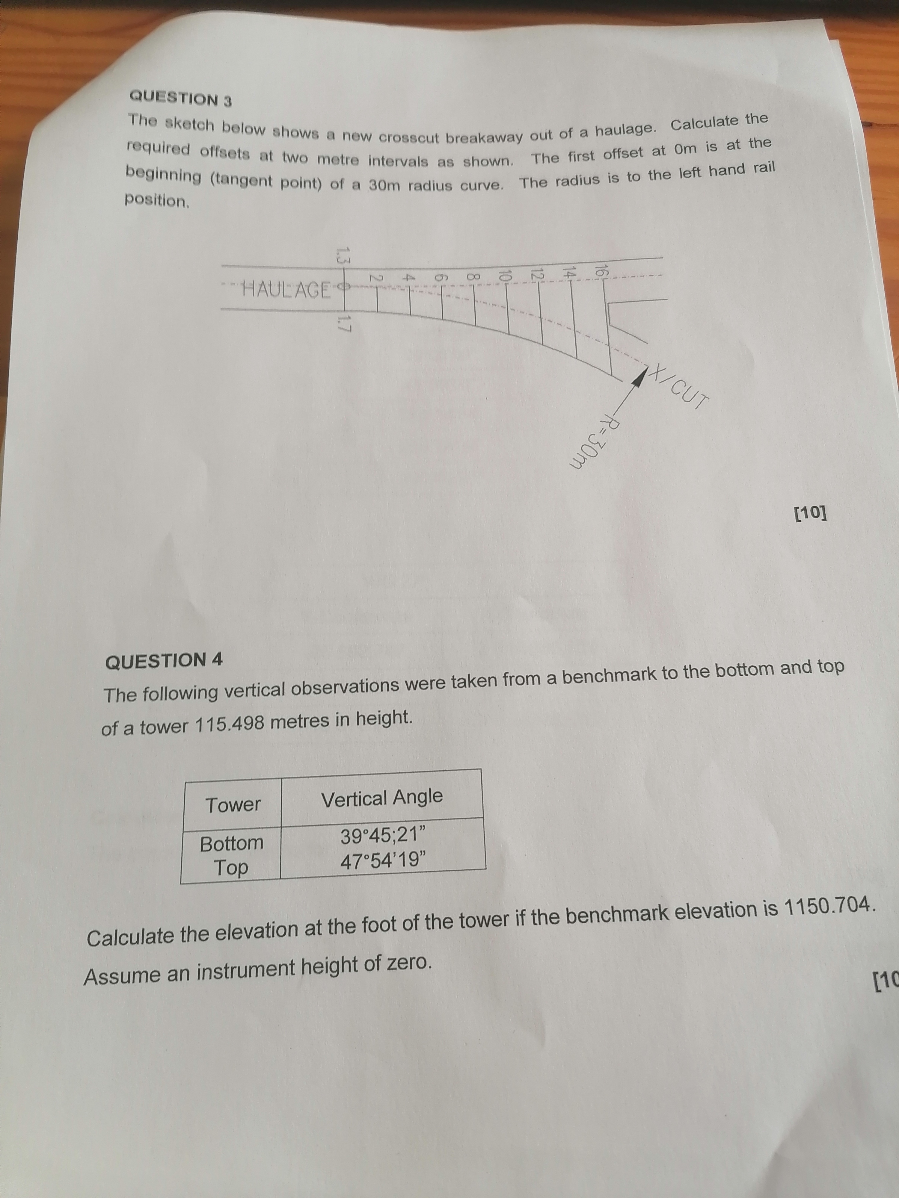 QUESTION 3 The sketch below shows a new crosscut
