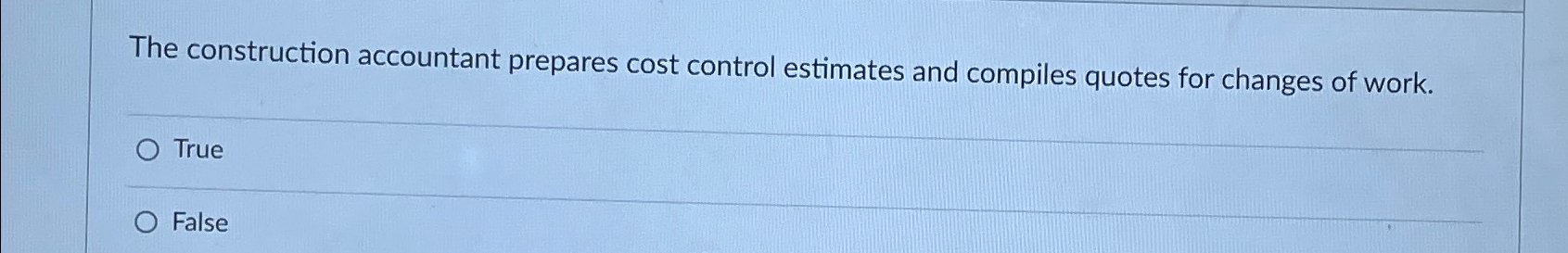 The construction accountant prepares cost control