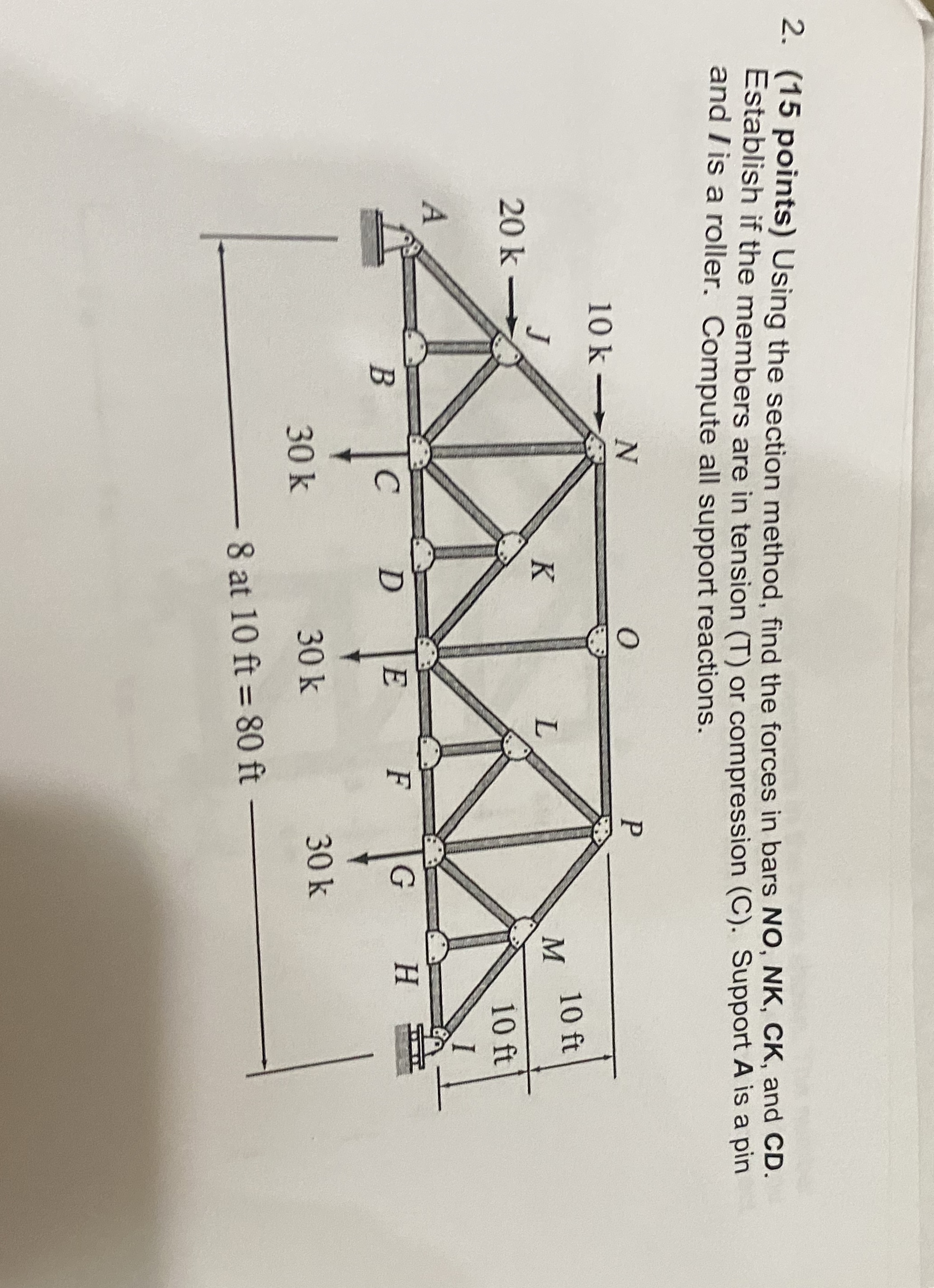 ( 1 5 points ) Using the section method, find the