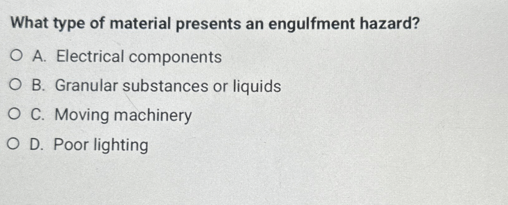 What type of material presents an engulfment