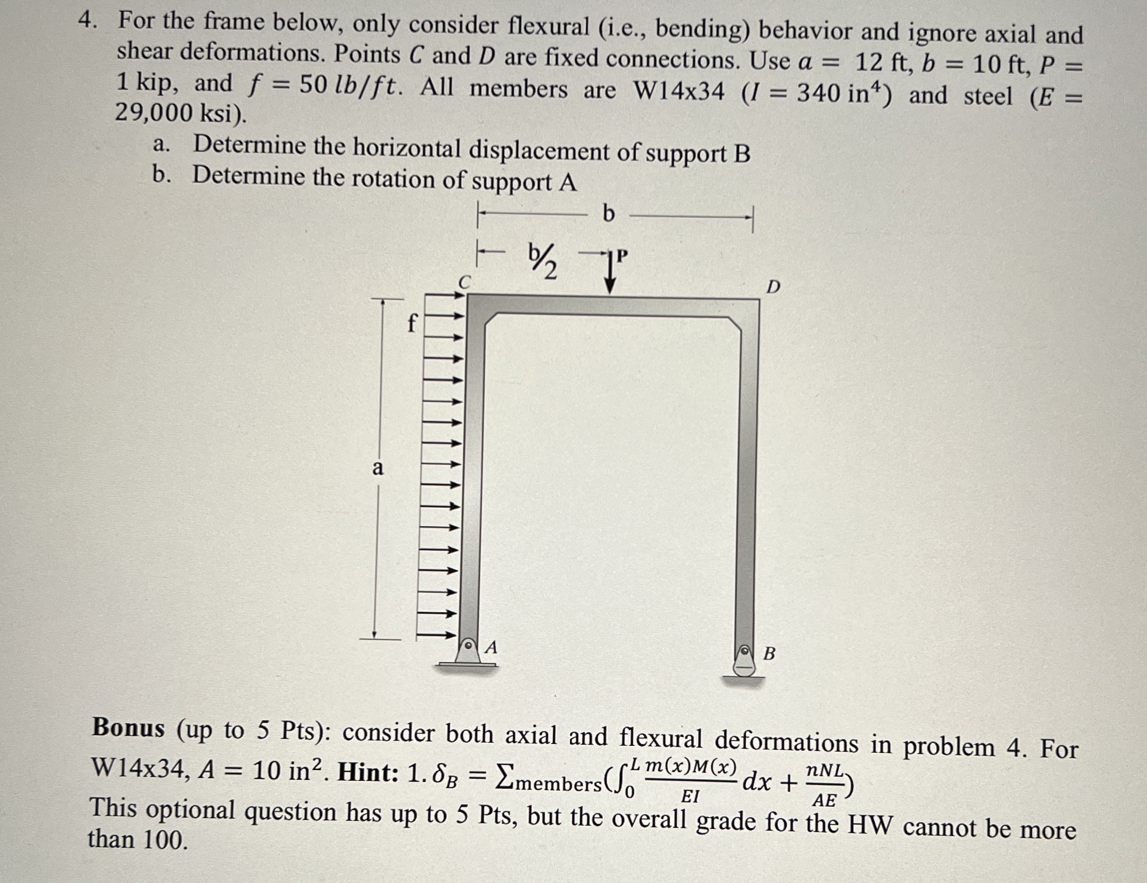 For the frame below, only consider flexural ( i .