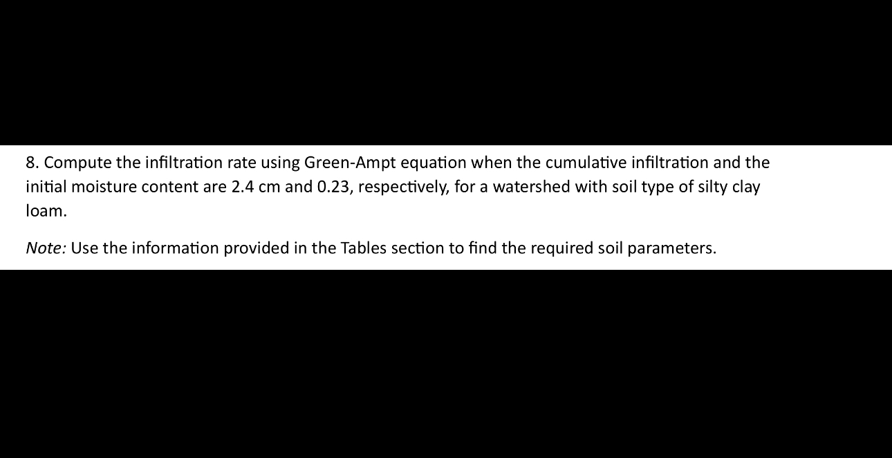 Compute the infiltration rate using Green - Ampt