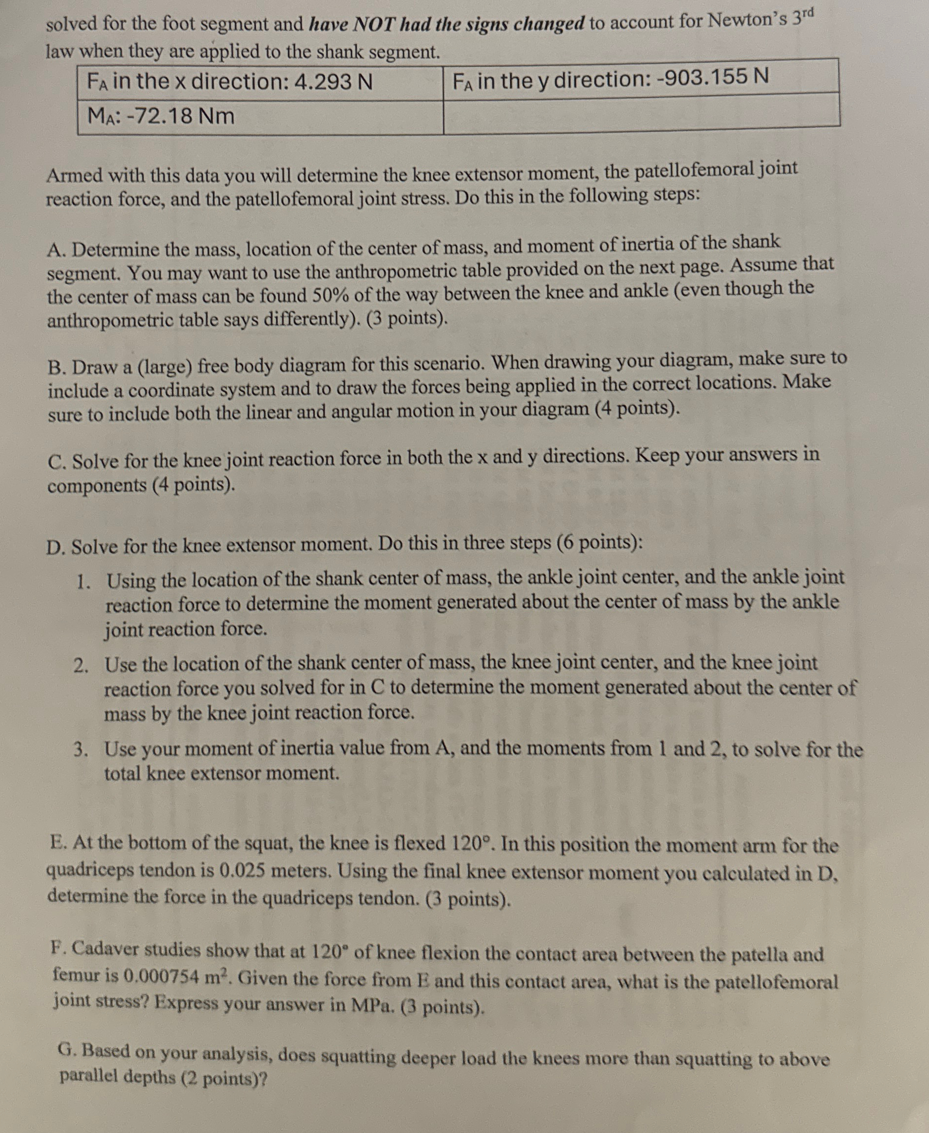 solved for the foot segment and have NOT had the