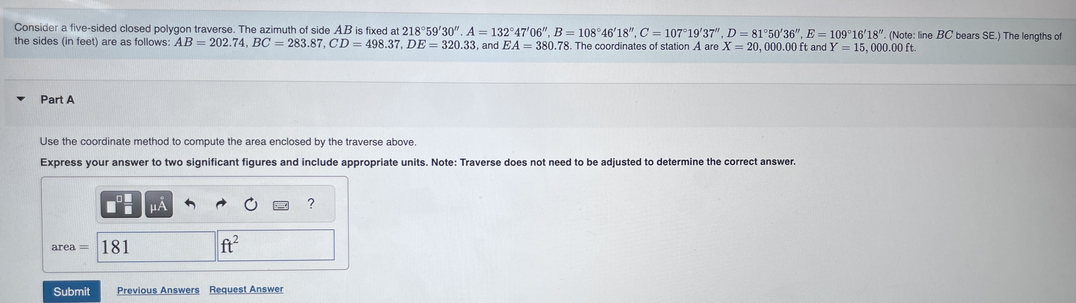 Part A Use the coordinate method to compute the